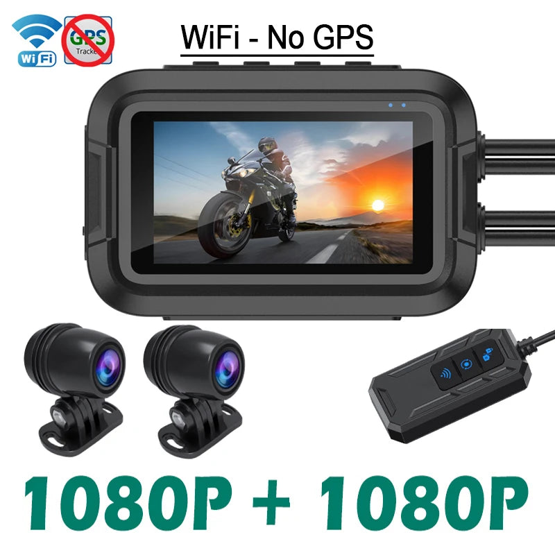 Soam Dual 1080P Waterproof Motorcycle Dash Cam with WiFi &amp; GPS WiFi-No GPS / 32G