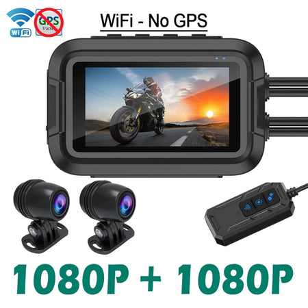 Soam Dual 1080P Waterproof Motorcycle Dash Cam with WiFi &amp; GPS WiFi-No GPS / 32G