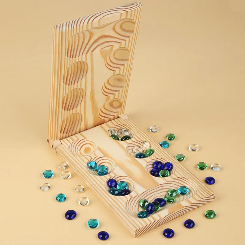 Joc de masă Mancala din lemn clasic pentru familie, set de masă