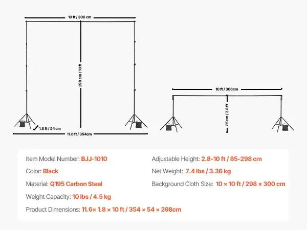 Adjustable Heavy Duty Backdrop Stand Wedding Photo Tripod Base 10x10ft / Poland