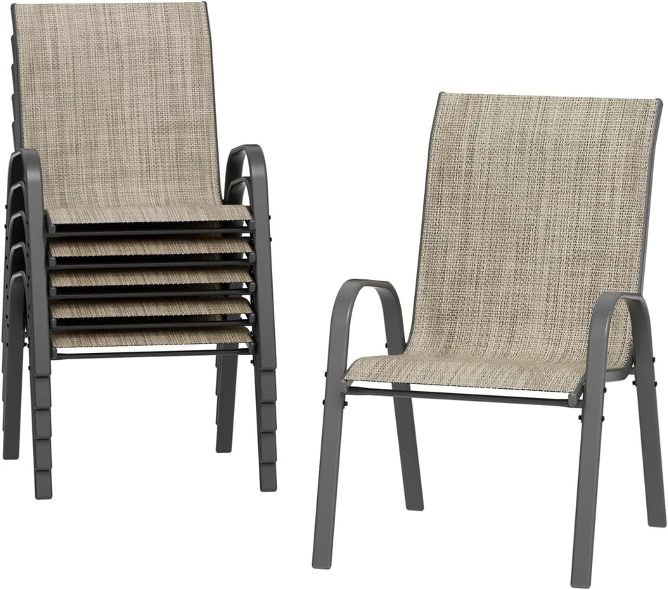 Set Of 6 Stackable Patio Chairs All Weather Outdoor Dining