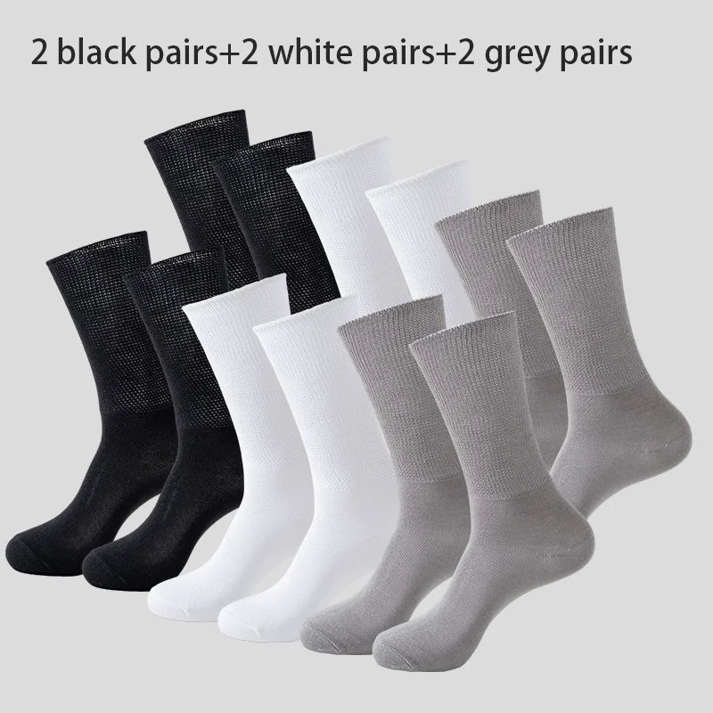 ZEXOLAP 6 Pairs Diabetic Socks &ndash; Comfortable Moisture Wicking Fabric 2white2blac2gray / RU 25-28