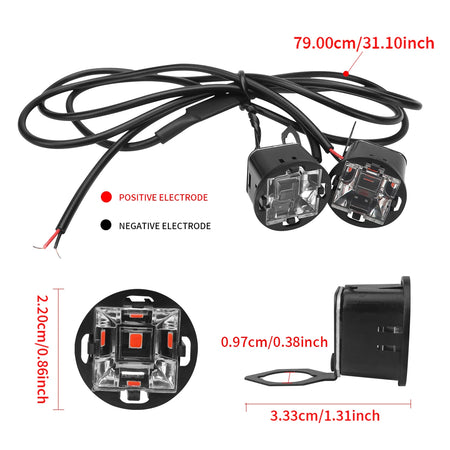 Motorcycle LED Mirror Light &ndash; Dual Color Flashing Police Warning Lights