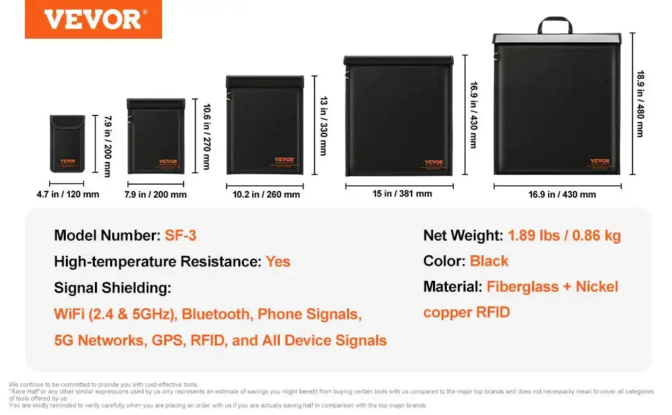 Faraday Pouch Set Fireproof Waterproof Laptops Keys Pouch Set Plus / france