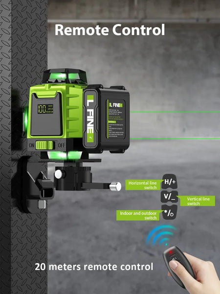 LFINE 3D/4D Laser Level - 12/16 Lines with Remote &amp; 360&deg; Self-Leveling