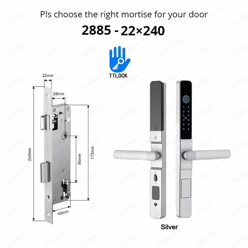 Waterproof Smart Lock with TTLock App Silver2885-Long