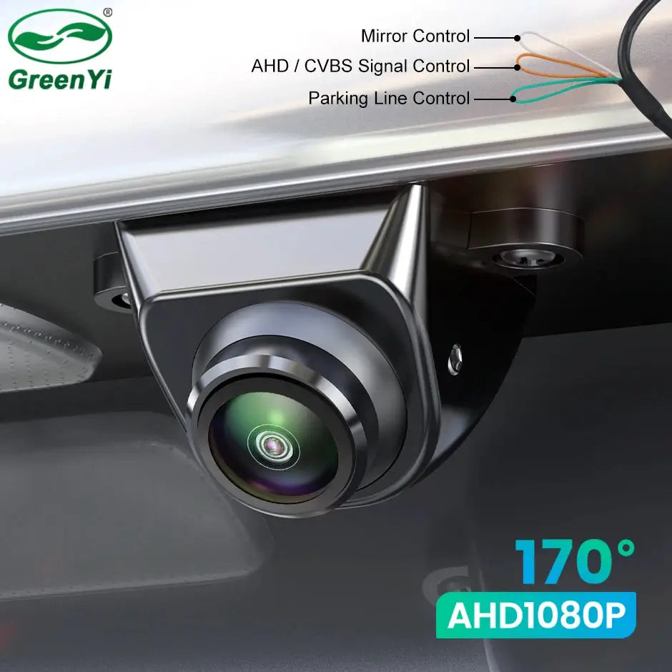 GreenYi AHD1080P Car Rear View Camera 360° Adjustable Mini Side/Front/Backup 170° Fisheye Night Vision Vehicle Reverse Universal by InterCyprus Trading Ltd