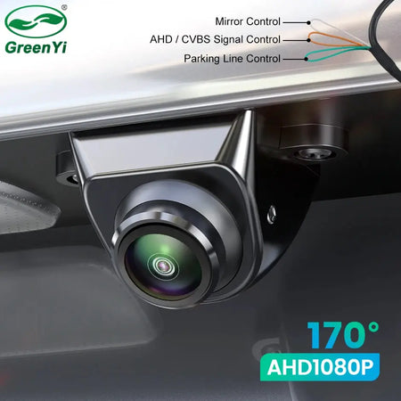 GreenYi AHD1080P Car Rear View Camera 360° Adjustable Mini Side/Front/Backup 170° Fisheye Night Vision Vehicle Reverse Universal by InterCyprus Trading Ltd