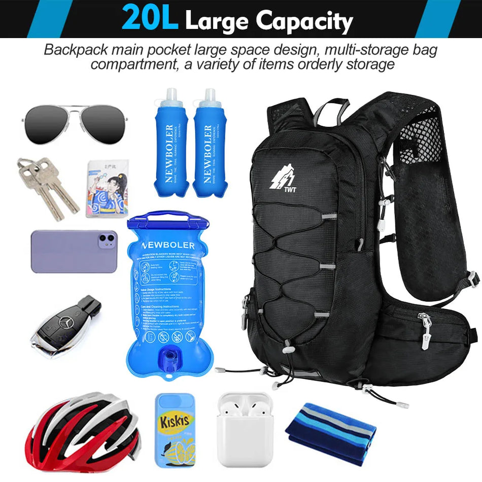 Lightweight Hydration Vest With 2L Bladder And 20L Storage