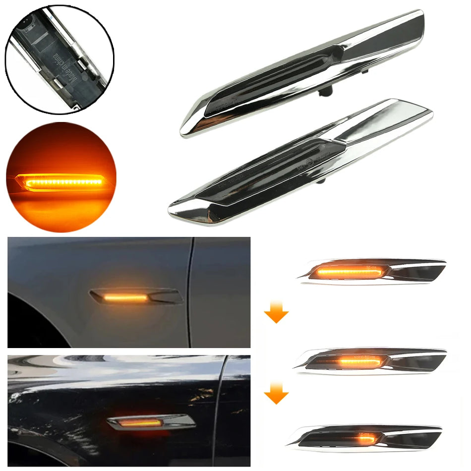 Dinamiski dzintara LED pagrieziena signāla gaismas BMW 1. sērijai E81 E82 E87 E88