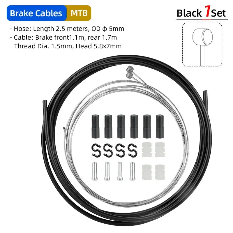 Deemount Brake Derailleur Cables Kit &ndash; Durable Carbon Steel Construction MTB Brake C01C05 BK / CHINA