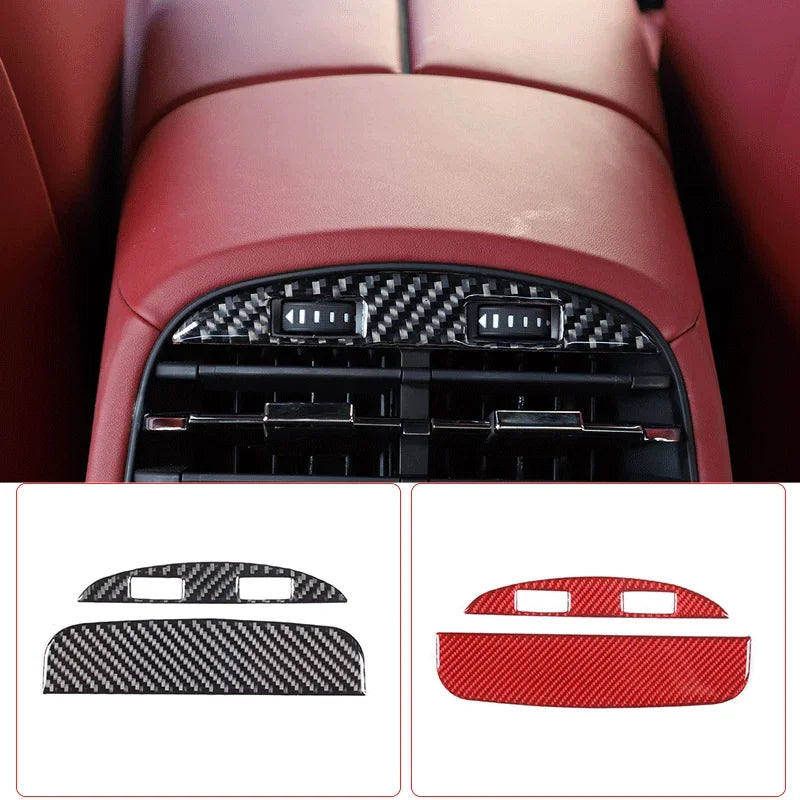 Maserati Ghibli Okvir nalepke zadnjega zračnika iz karbonskih vlaken z rdečim poudarkom za zaščito notranjosti