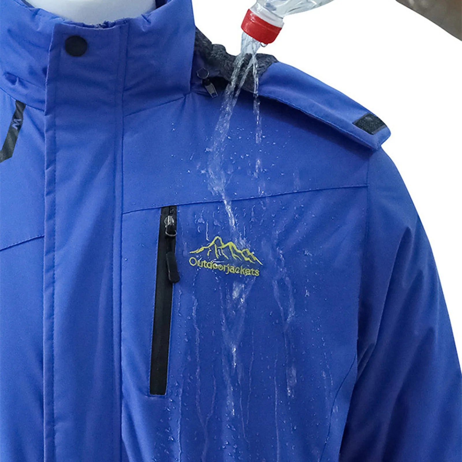 Women's Solid Colour Waterproof Windbreaker Jacket with Fleece Lining