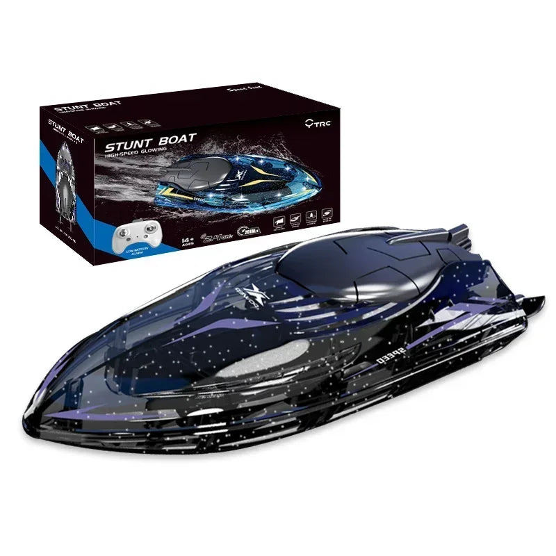 2024 High-Speed 360-Degree Flip Transparent Remote Control Speedboat for Kids
