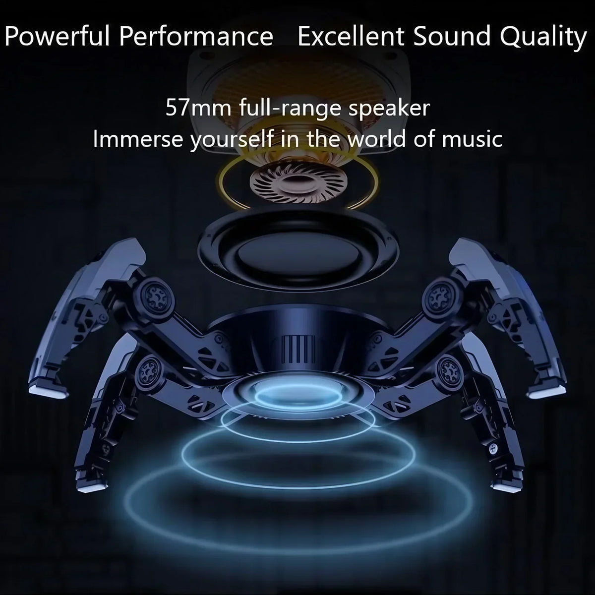 Mechanical Crab Bluetooth Speaker | Multicolor LED, Deep Bass, 8H Playtime