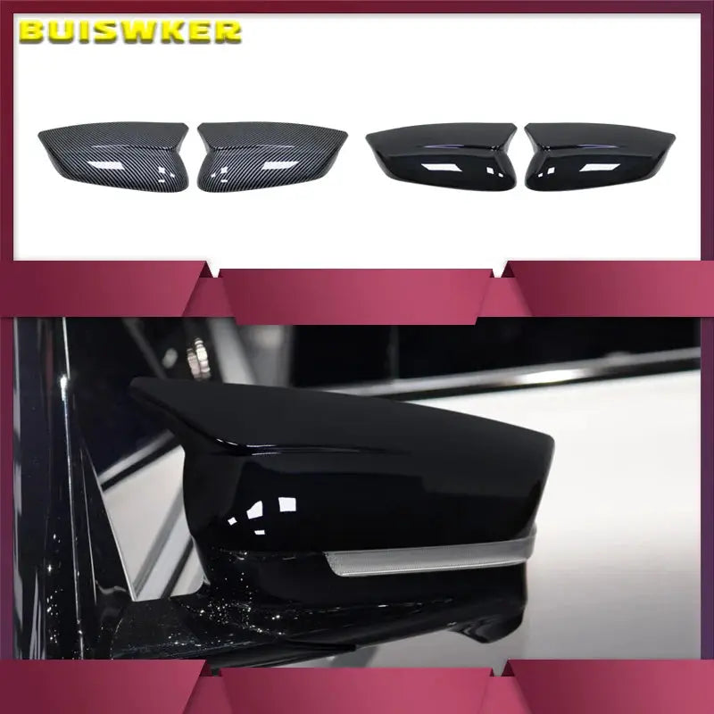 For KIA EV6 2022 2023 Trim Cover Side Mirror Molding 1 Pair ABS Black Cap Carbon Fiber Style Durable Easy To Install by InterCyprus Trading Ltd