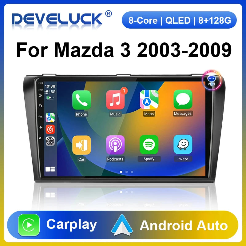 2 Din Android 12 Ραδιόφωνο Αυτοκινήτου για Mazda 3 2003 έως 2009 GPS Πλοήγηση 4G CarPlay Οθόνη Αφής Αυτόματο Στερεοφωνικό Κεφαλής Μονάδα