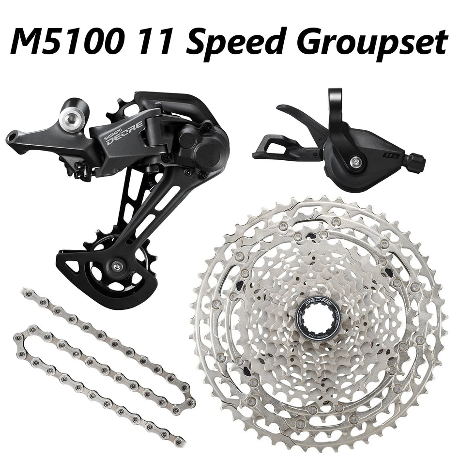 Shimano Deore M5100 11-Gang MTB-Antrieb mit 11 bis 51T Kassette und kompletem 4-teiligen Set