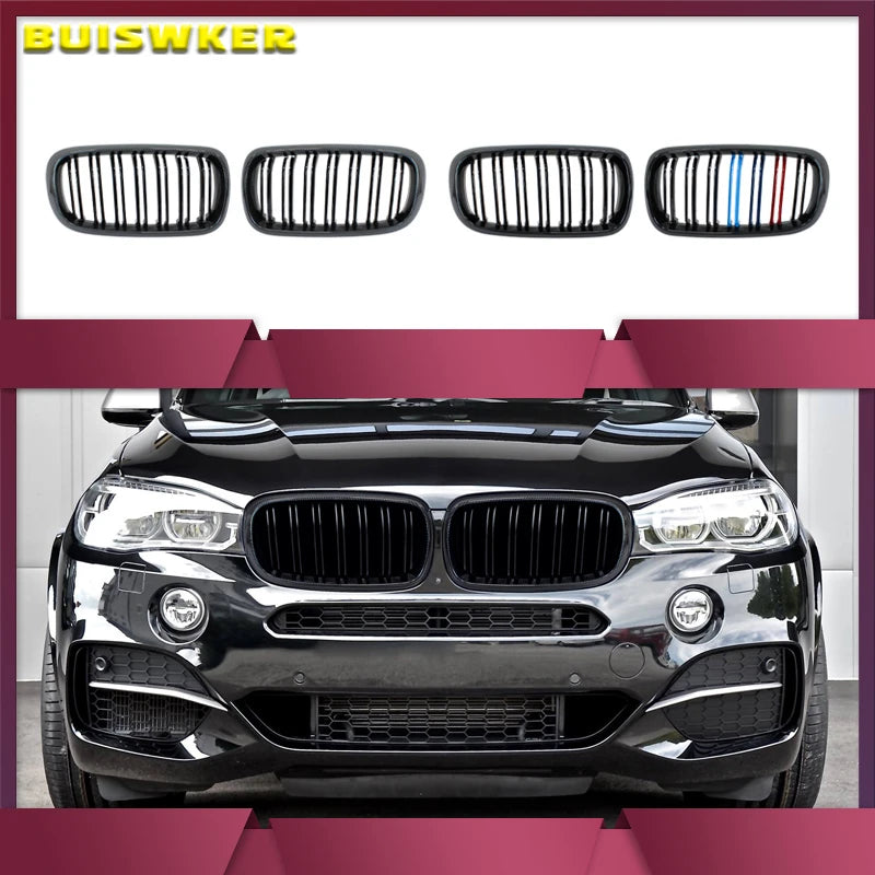 Huva Njure Grill Svart Dubbel Grill För BMW F15 X5 F16 X6