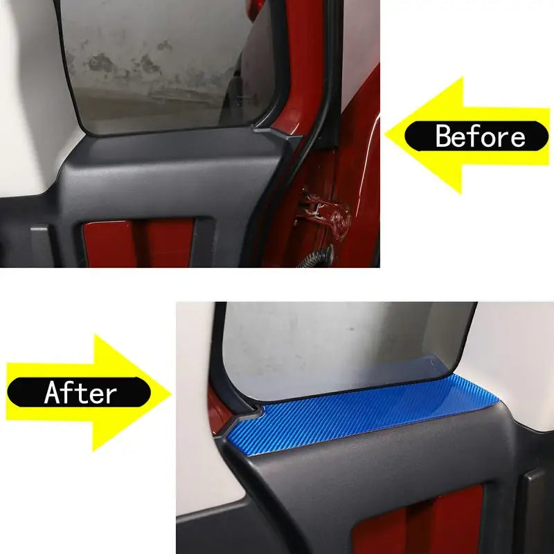 Rifinitura finestra porta posteriore blu in fibra di carbonio morbida per FJ Cruiser