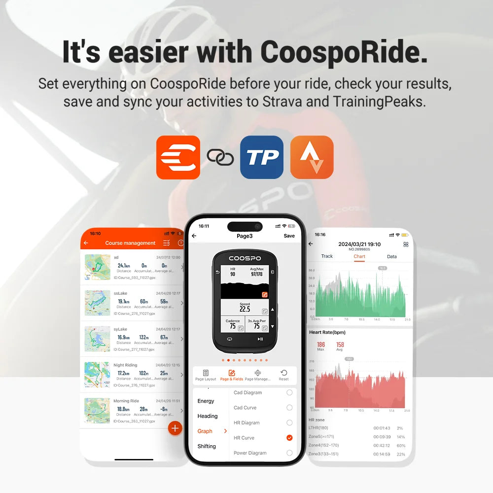 COOSPO CS500 Bike Computer &ndash; Bluetooth Enabled GPS Navigation