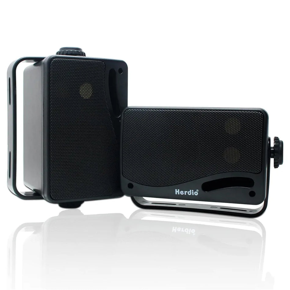 Premium Herdio 3.5" Outdoor Waterproof Bluetooth Speakers, 200W Wall Mount Loud Sound System with Superior 3-Way Audio for Patio, Deck, Garage &amp; Indoor Use