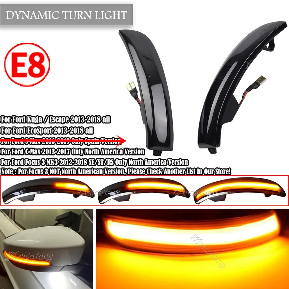 Feux de signalisation dynamique à LED pour rétroviseur latéral Ford Focus MK3 Kuga C-Max Ecosport Escape