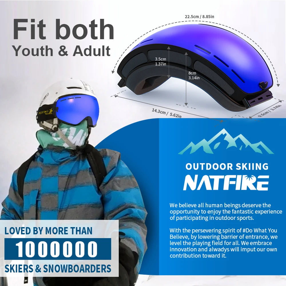 NATFIRE Snowboard Ski Goggles &ndash; UV400 Anti Fog Protection