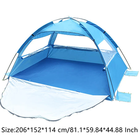 YOUNG TO 2-3 Person Pop-Up Beach Tent with Extended Mat