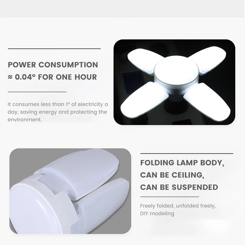 E27 Fan Foldable 28/60W LED Bulb &ndash; Ultra Bright 6500K