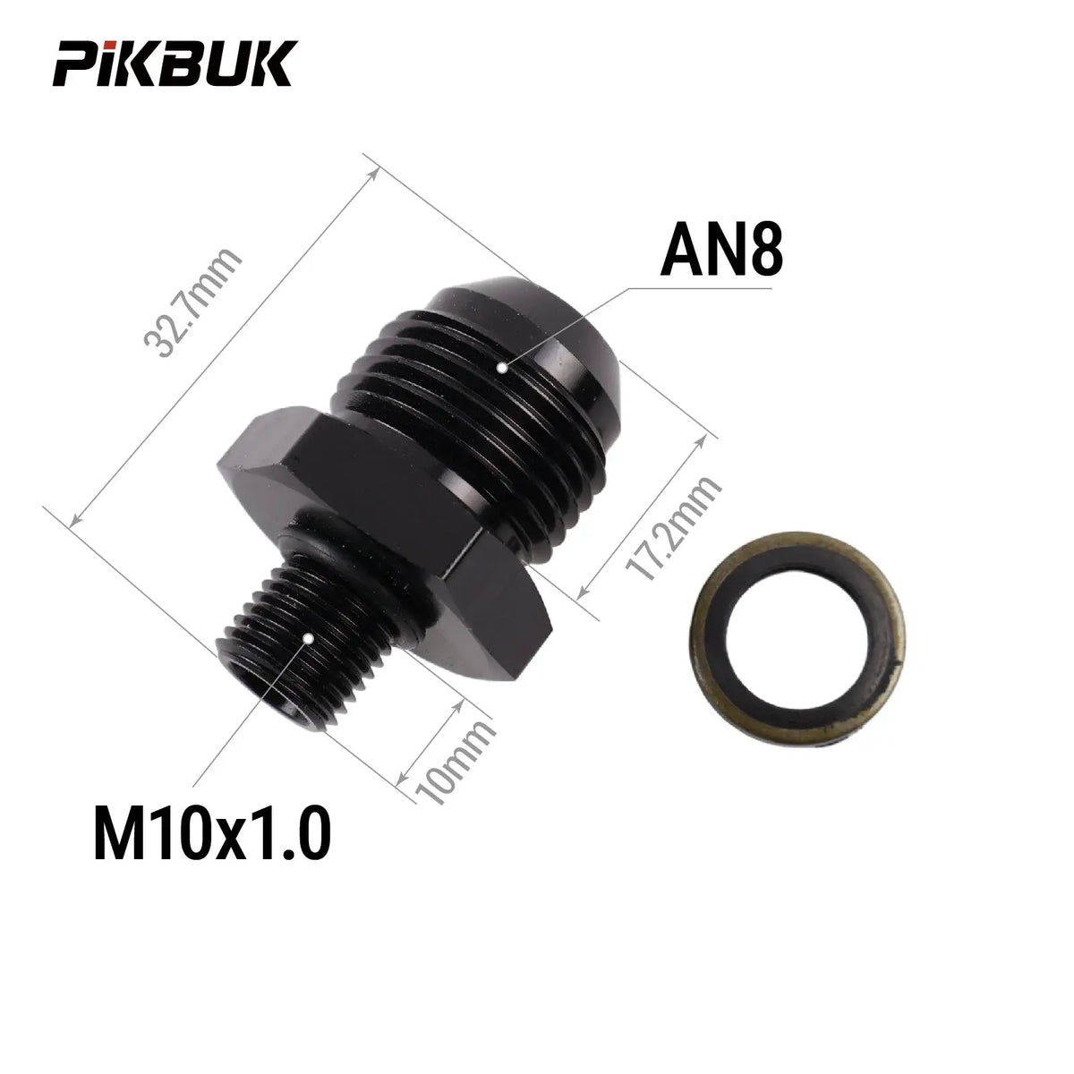 PIKBUK Aluminum AN8 Male to M10x1 M12/14/16/18x1.5 Adapter Flare Fitting Auto Hose Fitting Male Oil Cooler Fitting by InterCyprus Trading Ltd