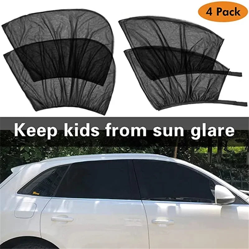 Rete Parasole per Auto 4 Pezzi, Protezione UV, Tendine in Cotone per Finestra