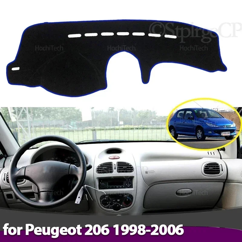 Capa de Painel Antiderrapante para Peugeot 206 Preta 1998-2006