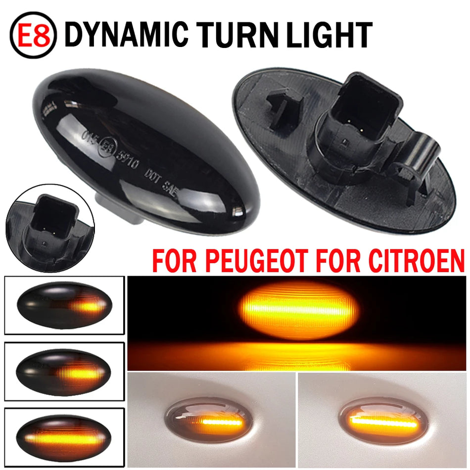 Lumină de semnalizare laterală LED dinamică pentru Peugeot 307, 206, 607, 407, 1007