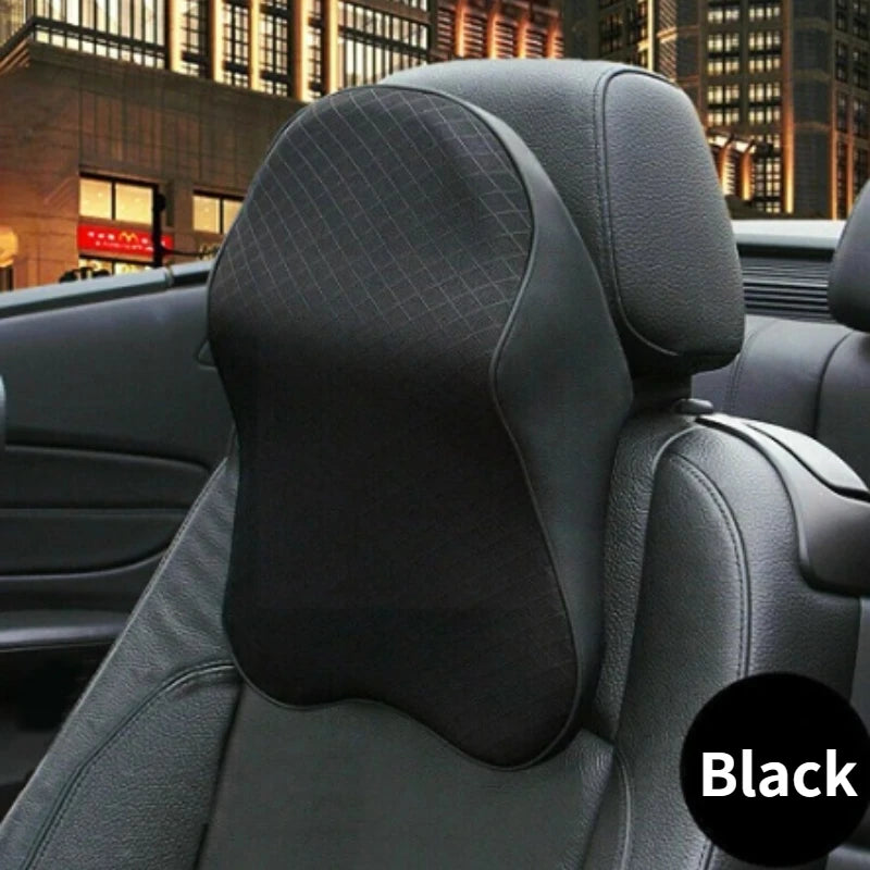 Car Seat Headrest 3D Memory Foam Pad - Ergonomic Support black