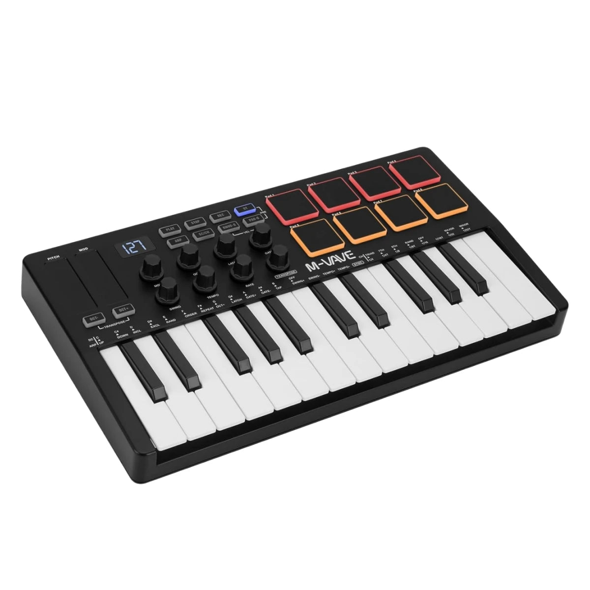 M-VAVE SMK-25 USB MIDI Keyboard Controller &ndash; 8 Backlit Pads SMK-25 Black