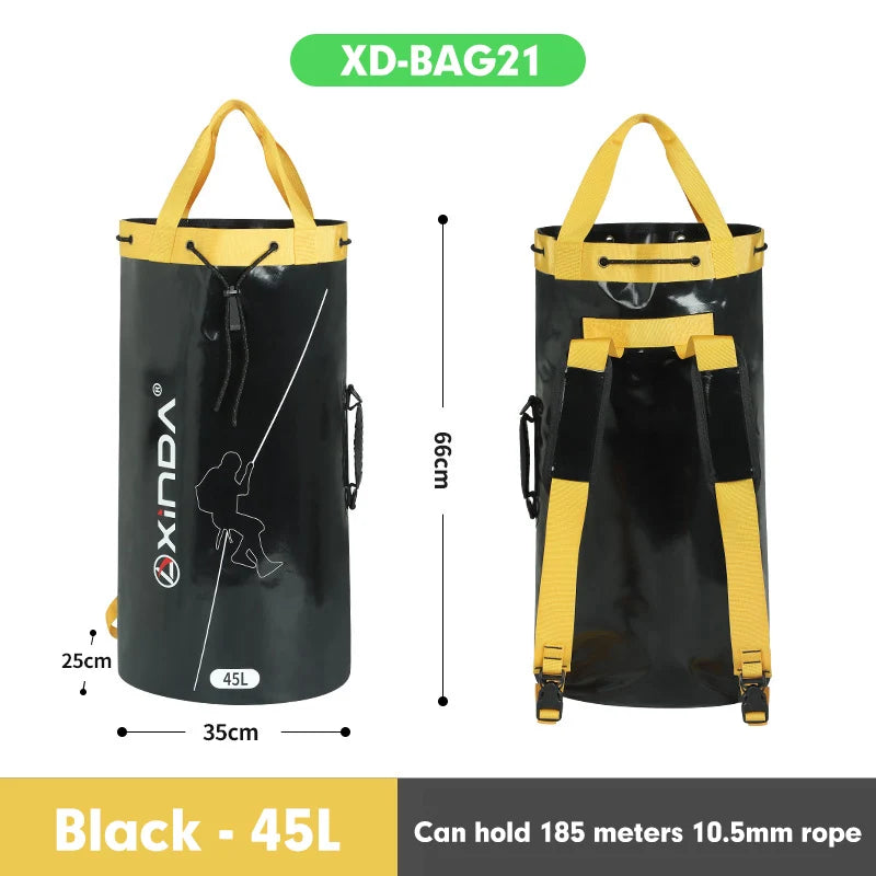 Xinda Climbing Rope Bag &ndash; All-In-One Rescue Equipment Kit Black 45L