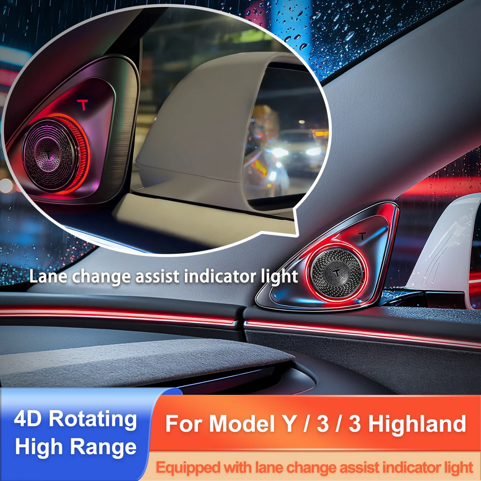 Tesla Model 3/Y 4D Rotating Hi-Fi Højttalerlys med Blind Spot Advarsel