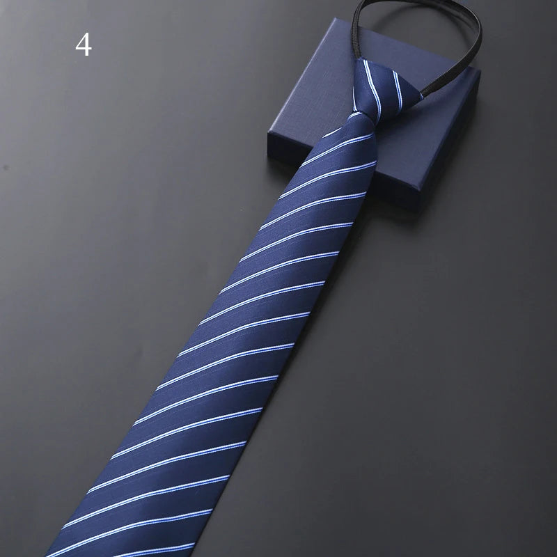 Lazy Zipper Men's Stripe &amp; Solid Colour Slim Tie