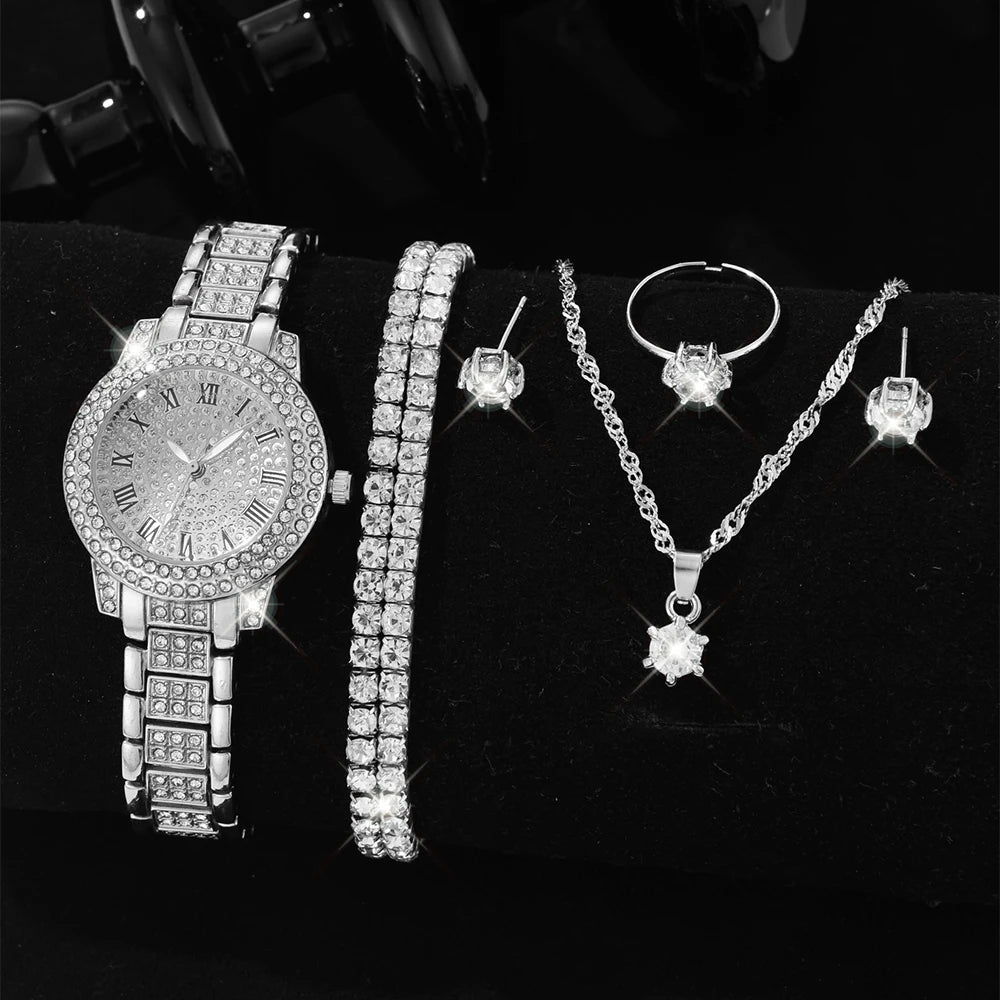 Elegant Gold Quartz Watch for Women with Diamond Accents Sliver C