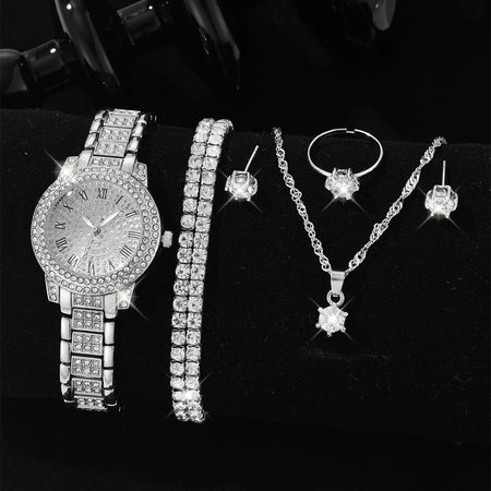 Elegant Gold Quartz Watch for Women with Diamond Accents Sliver C