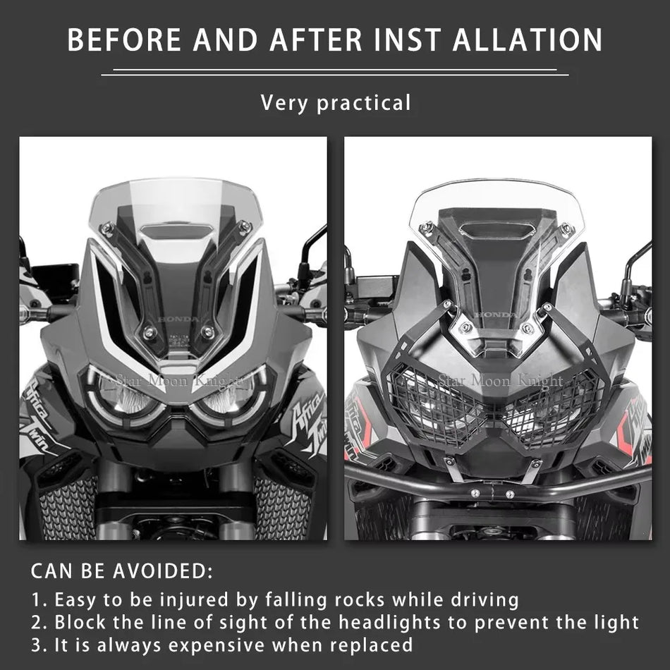 Protezione faro Honda Africa Twin CRF1100L Griglia paraurti in alluminio tagliato al laser CNC per Africa Twin 2020-2023