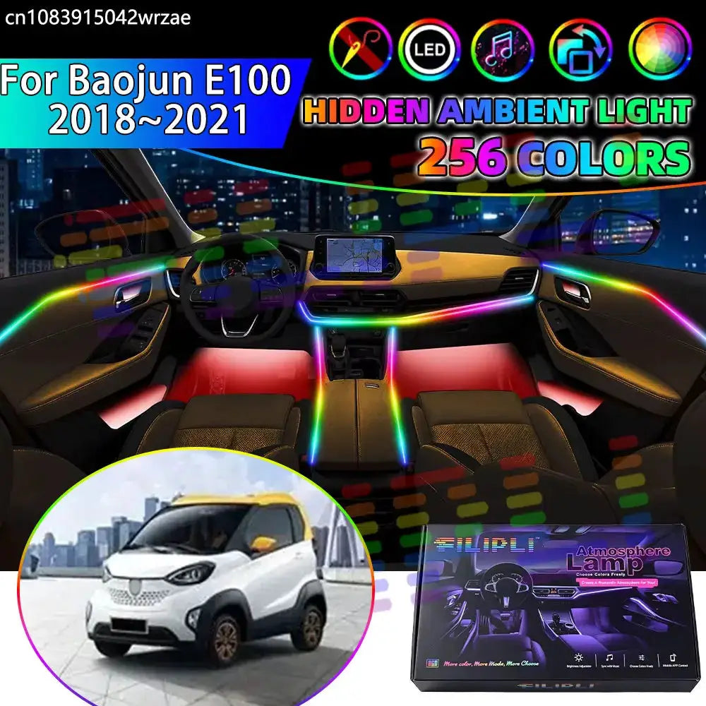 For Baojun E100 2018~2021 2019 RGB Car Interior Ambient Lights Strips Breathing Lighting Kit App Control LED strips Auto Parts by InterCyprus Trading Ltd