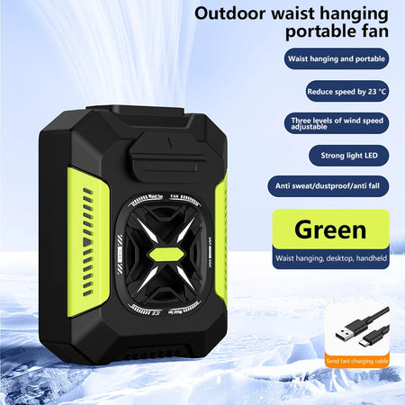Xiaomi USB Mobile Waist Fan &ndash; 5000mAh High Wind Cooling Green With Belt