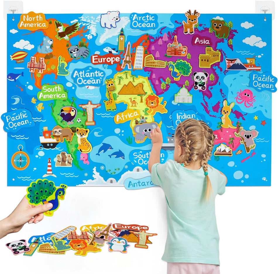 Montessori Early Learning Zoo Animal Felt Story Board Set - Interactive Flannel Storytelling Toy for Toddlers