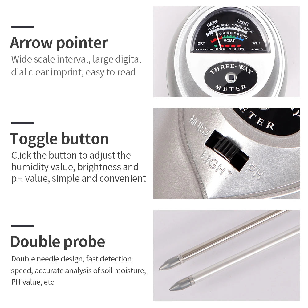 3 In 1 Soil Detector Humidity Sunlight PH Meter &ndash; Digital PH