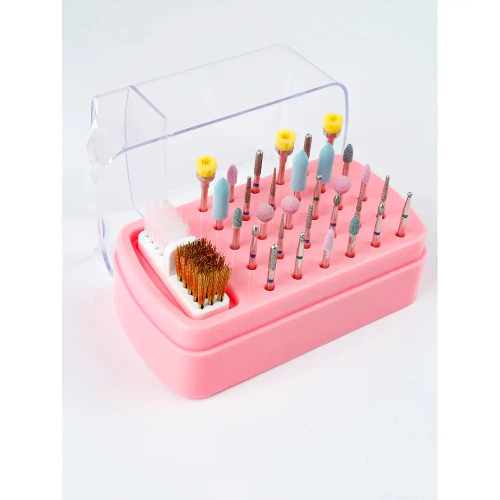 30 holes sanding head storage box with cleaning brush empty box anti-dust split tungsten steel ceramic nail tools by InterCyprus Trading Ltd