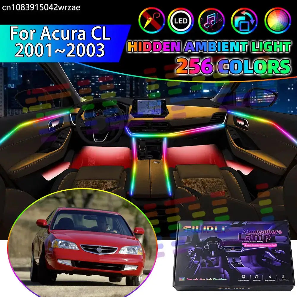 For Acura CL 2001~2003 YA4 MK2 RGB Car Interior Ambient Lights Strips Breathing Lighting Kit App Control LED strips Auto Parts by InterCyprus Trading Ltd