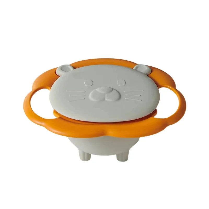 Gyro Bowl 360&deg; Spill-Proof Feeding Dish for Babies and Toddlers Grey Lion