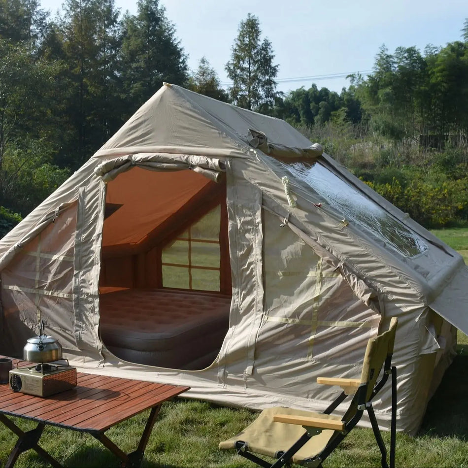 Camping Stor Oppustelig Telt Med Komfurudtag Til Fire Til Seks